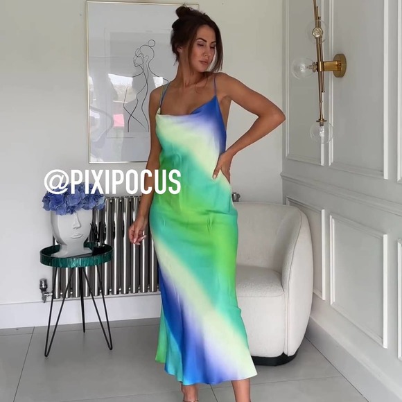 ZARA TIE DYE SATIN SLIP DRESS - Picture 9 of 12